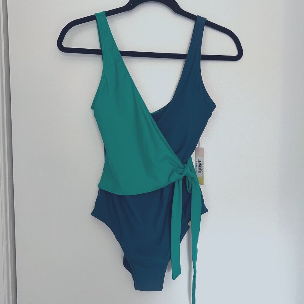 Summersalt The Perfect Wrap One-Piece Bathing Suit - Seaglass & Seaweed Size 8